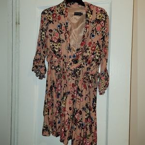 Tan floral dress